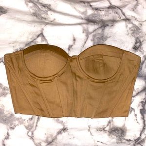 Beige tie up corset top